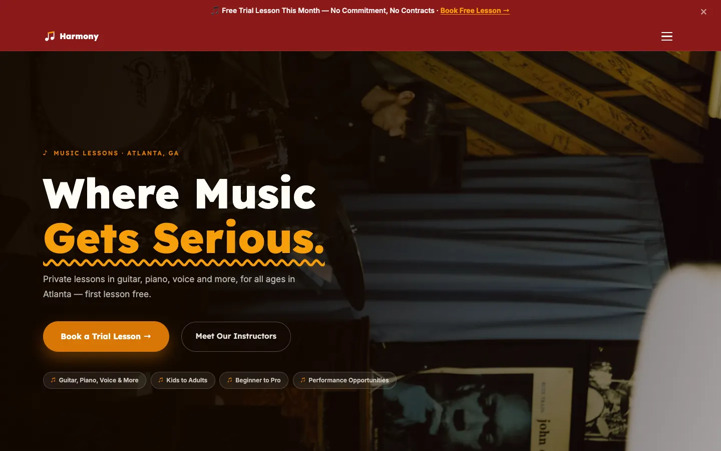 Harmony Music Academy website